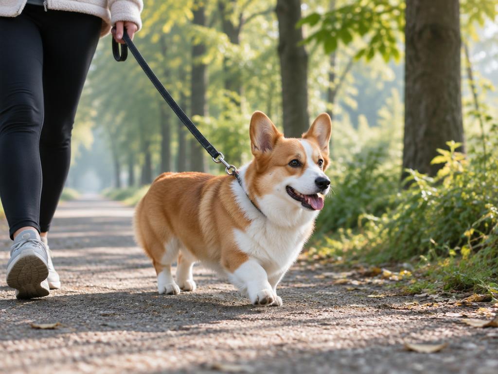 Corgi Pembroke paseando al aire libre